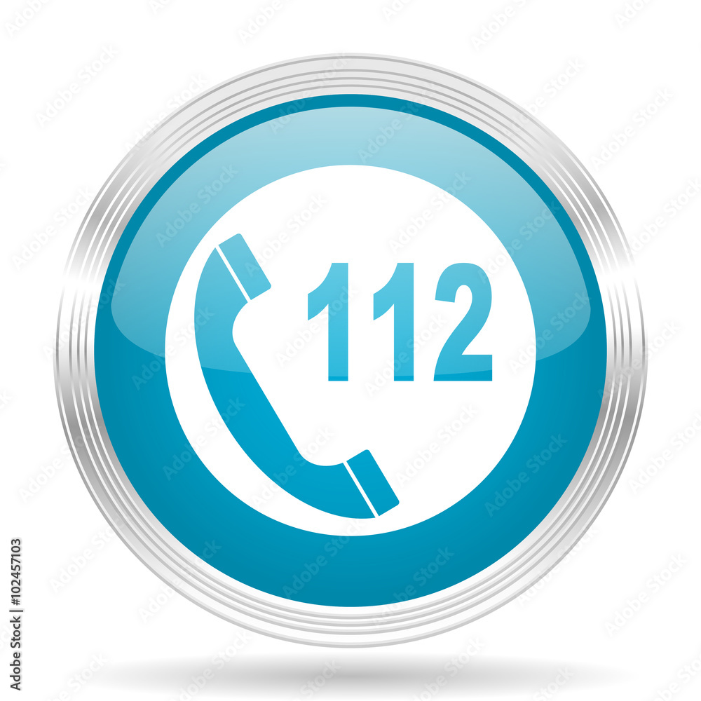 emergency call blue glossy metallic circle modern web icon on white background emergency call blue glossy metallic circle modern web icon on white background