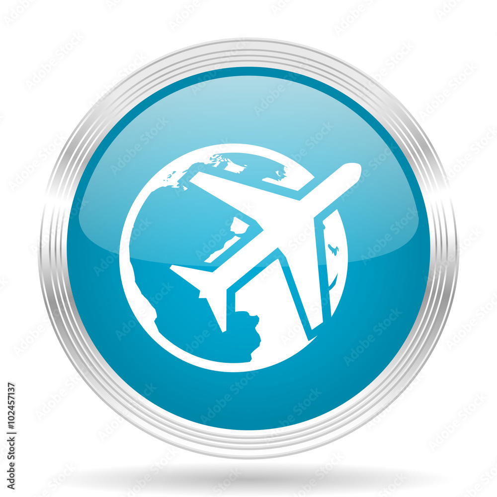 travel blue glossy metallic circle modern web icon on white background travel blue glossy metallic circle modern web icon on white background