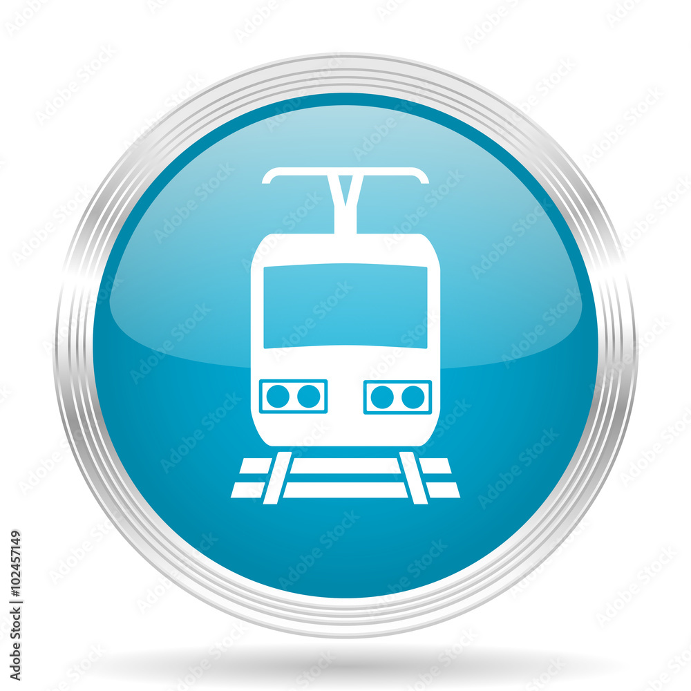 train blue glossy metallic circle modern web icon on white background train blue glossy metallic circle modern web icon on white background