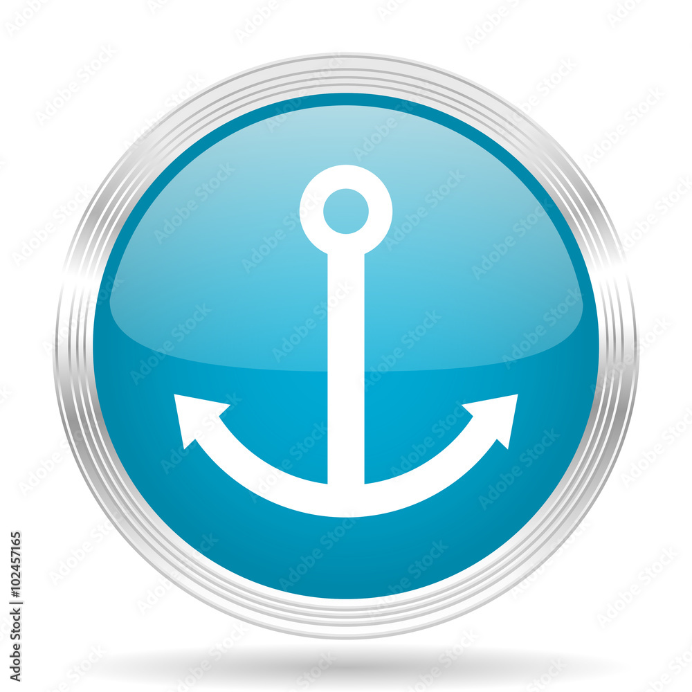 anchor blue glossy metallic circle modern web icon on white background anchor blue glossy metallic circle modern web icon on white background
