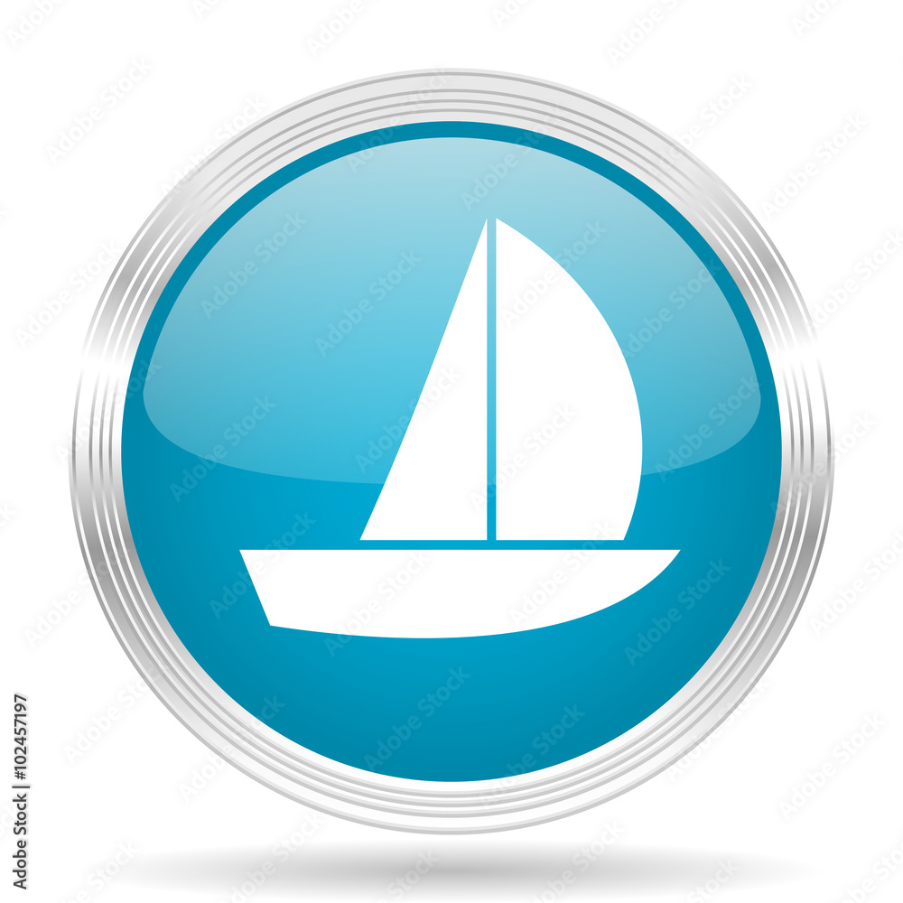 yacht blue glossy metallic circle modern web icon on white background yacht blue glossy metallic circle modern web icon on white background