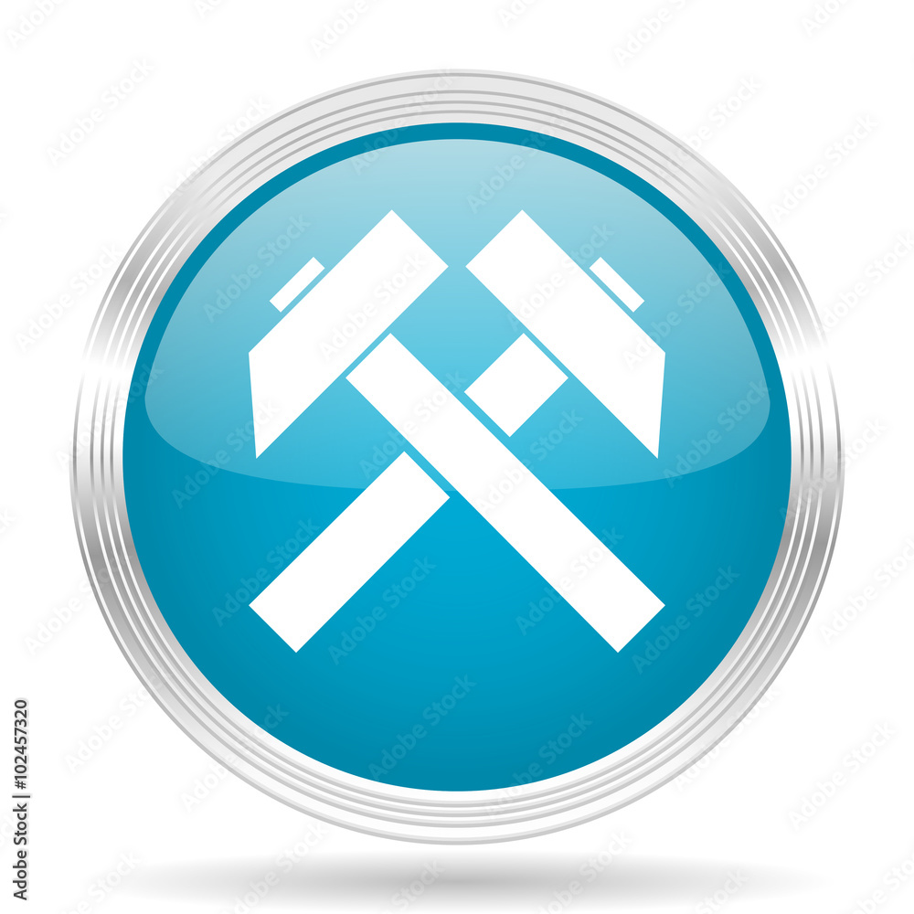 mining blue glossy metallic circle modern web icon on white background mining blue glossy metallic circle modern web icon on white background