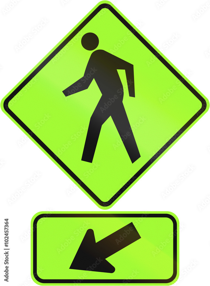 United States MUTCD road warning sign assembly United States MUTCD road warning sign assembly