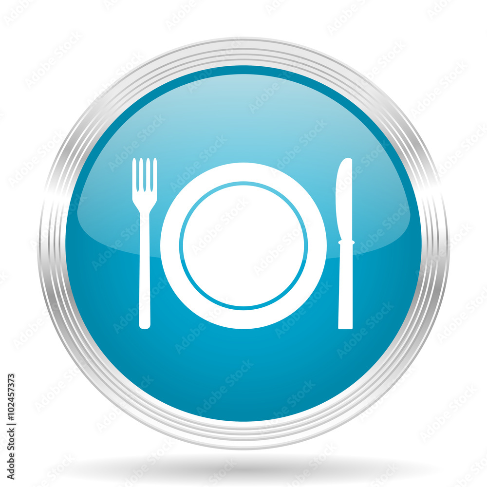 restaurant blue glossy metallic circle modern web icon on white background restaurant blue glossy metallic circle modern web icon on white background