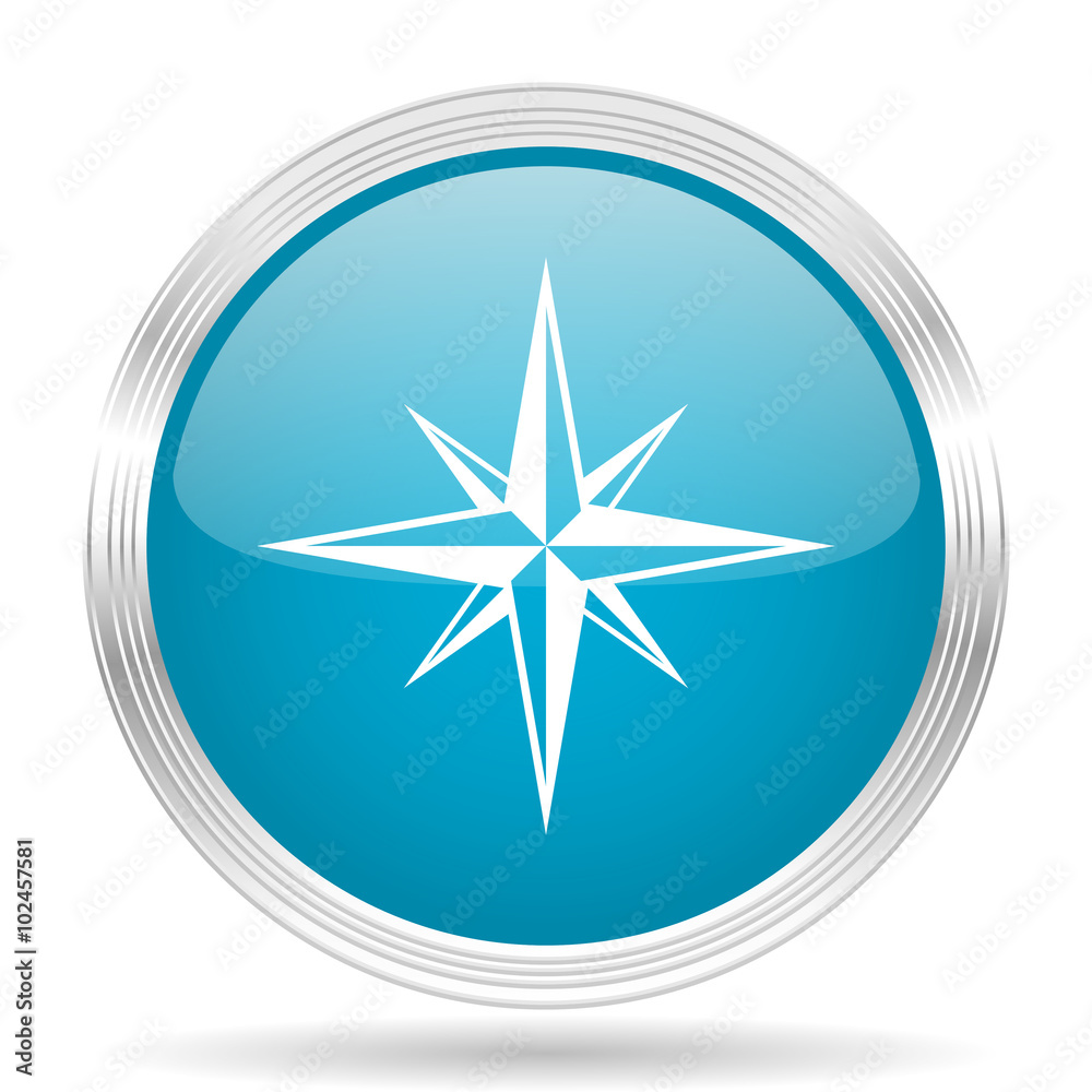 compass blue glossy metallic circle modern web icon on white background compass blue glossy metallic circle modern web icon on white background