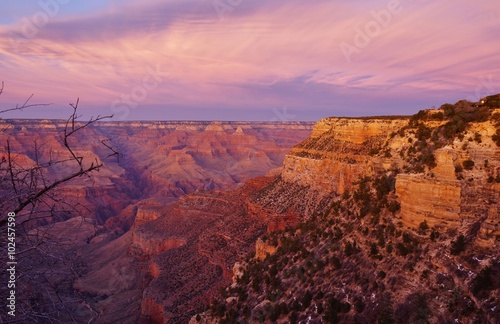 Sunset over the Grand Canyon in Arizona