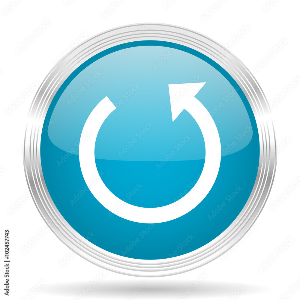 rotate blue glossy metallic circle modern web icon on white background rotate blue glossy metallic circle modern web icon on white background