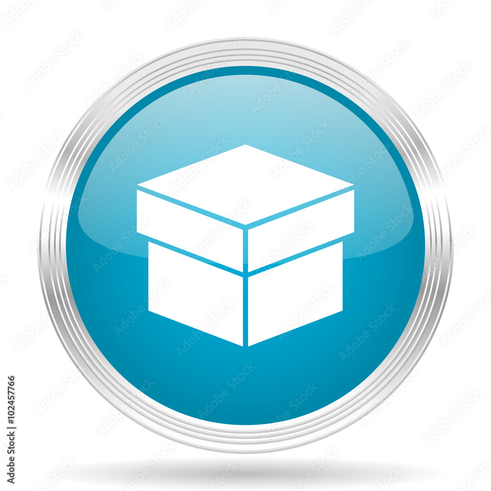 box blue glossy metallic circle modern web icon on white background box blue glossy metallic circle modern web icon on white background
