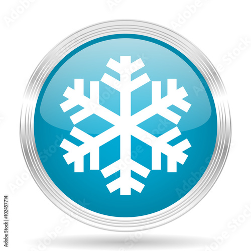 snow blue glossy metallic circle modern web icon on white background