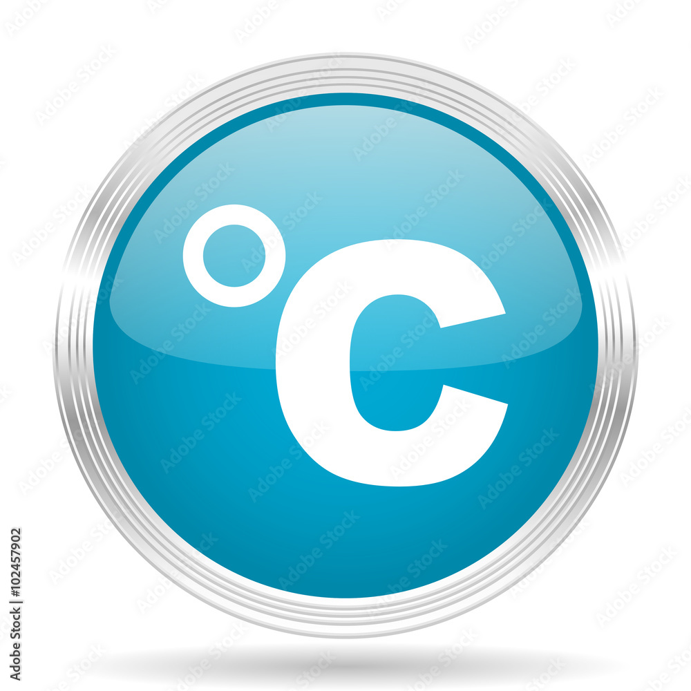 celsius blue glossy metallic circle modern web icon on white background celsius blue glossy metallic circle modern web icon on white background