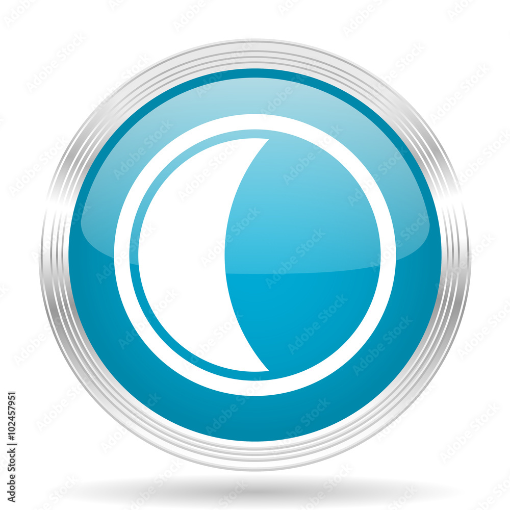 moon blue glossy metallic circle modern web icon on white background moon blue glossy metallic circle modern web icon on white background