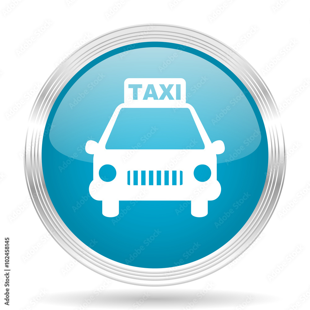 taxi blue glossy metallic circle modern web icon on white background taxi blue glossy metallic circle modern web icon on white background