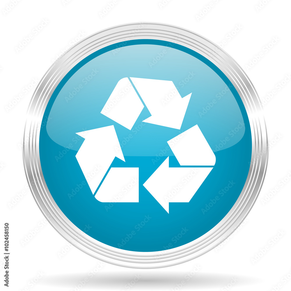 recycle blue glossy metallic circle modern web icon on white background recycle blue glossy metallic circle modern web icon on white background
