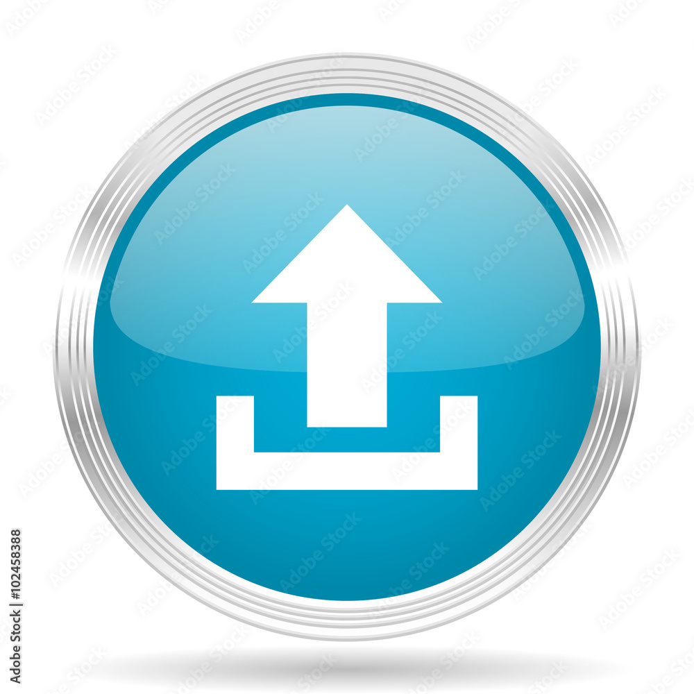 upload blue glossy metallic circle modern web icon on white background upload blue glossy metallic circle modern web icon on white background