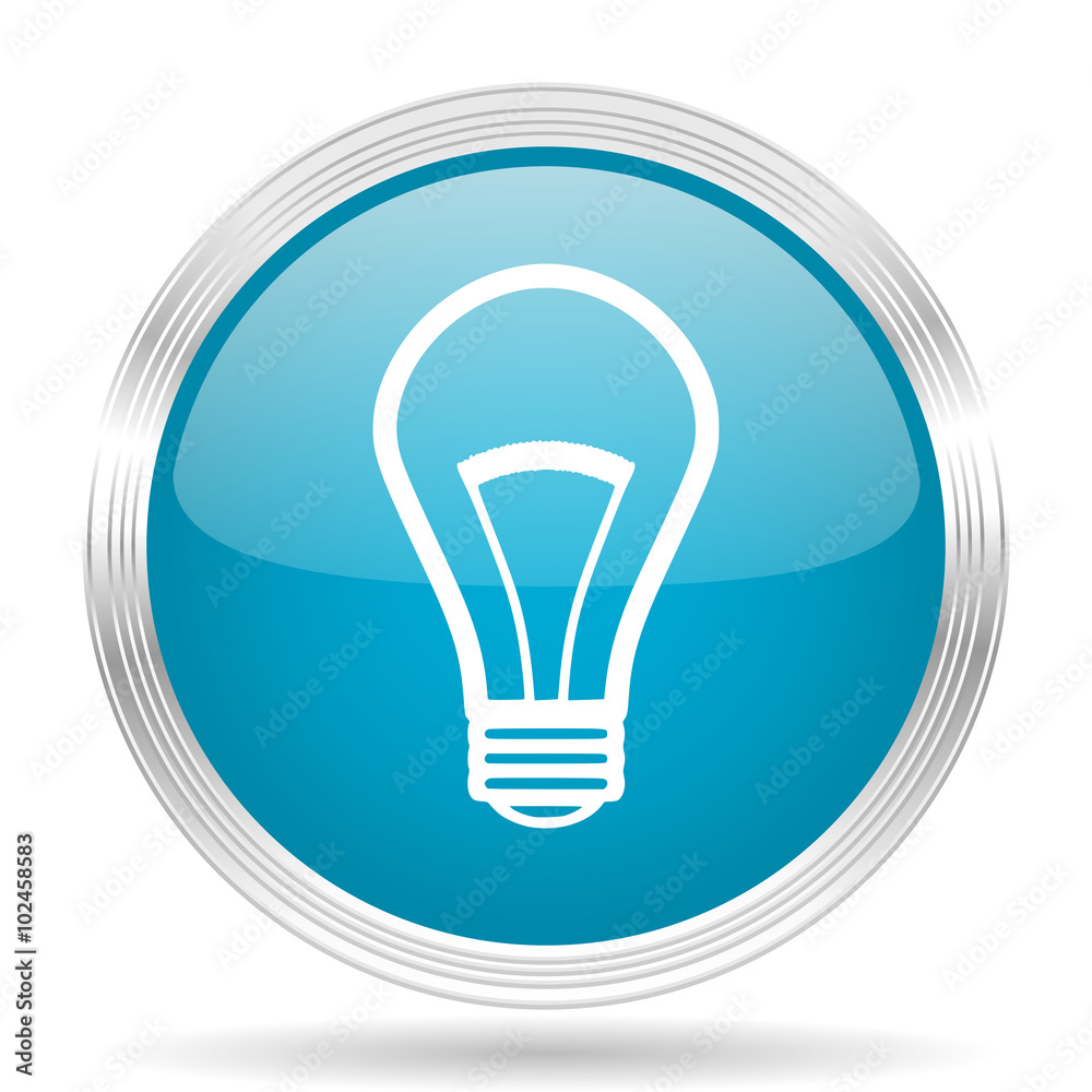 bulb blue glossy metallic circle modern web icon on white background bulb blue glossy metallic circle modern web icon on white background