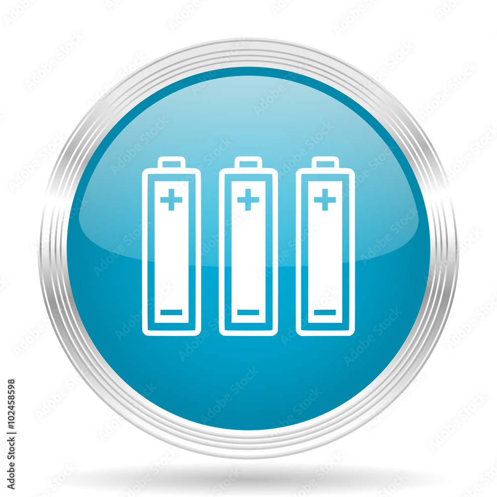 battery blue glossy metallic circle modern web icon on white background battery blue glossy metallic circle modern web icon on white background