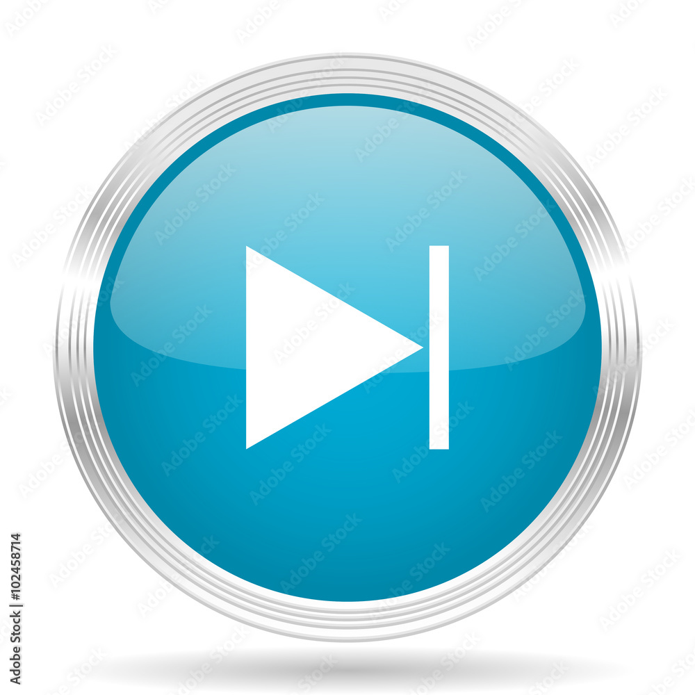 next blue glossy metallic circle modern web icon on white background next blue glossy metallic circle modern web icon on white background