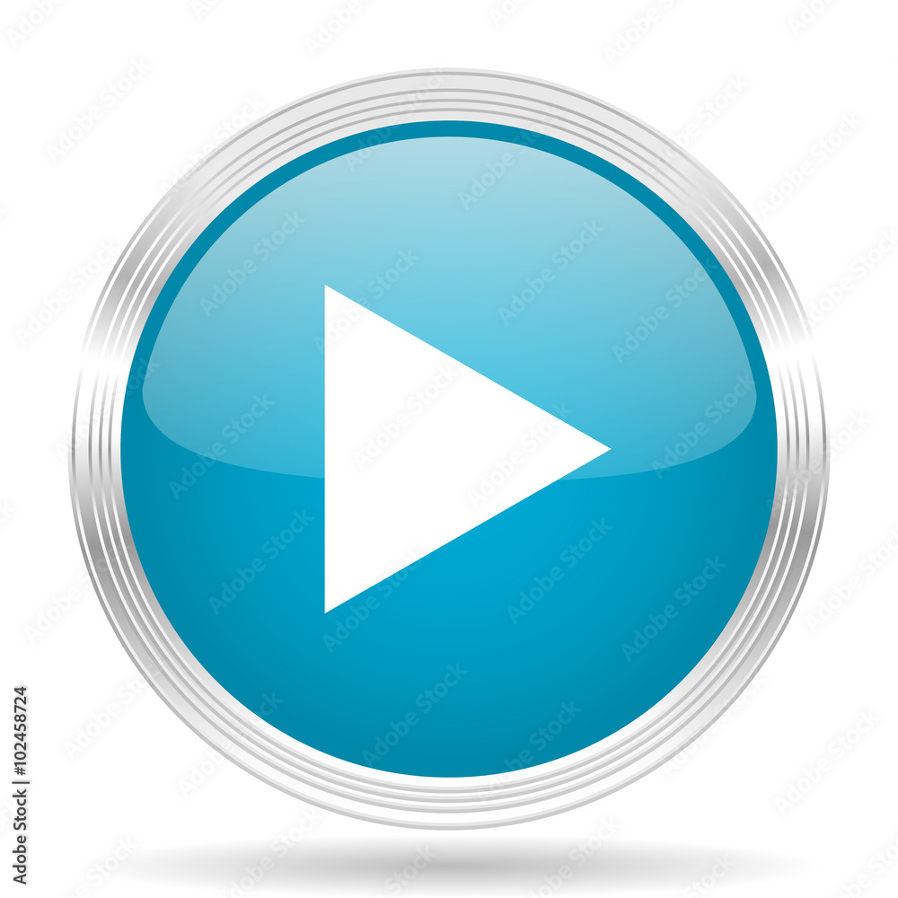 play blue glossy metallic circle modern web icon on white background play blue glossy metallic circle modern web icon on white background