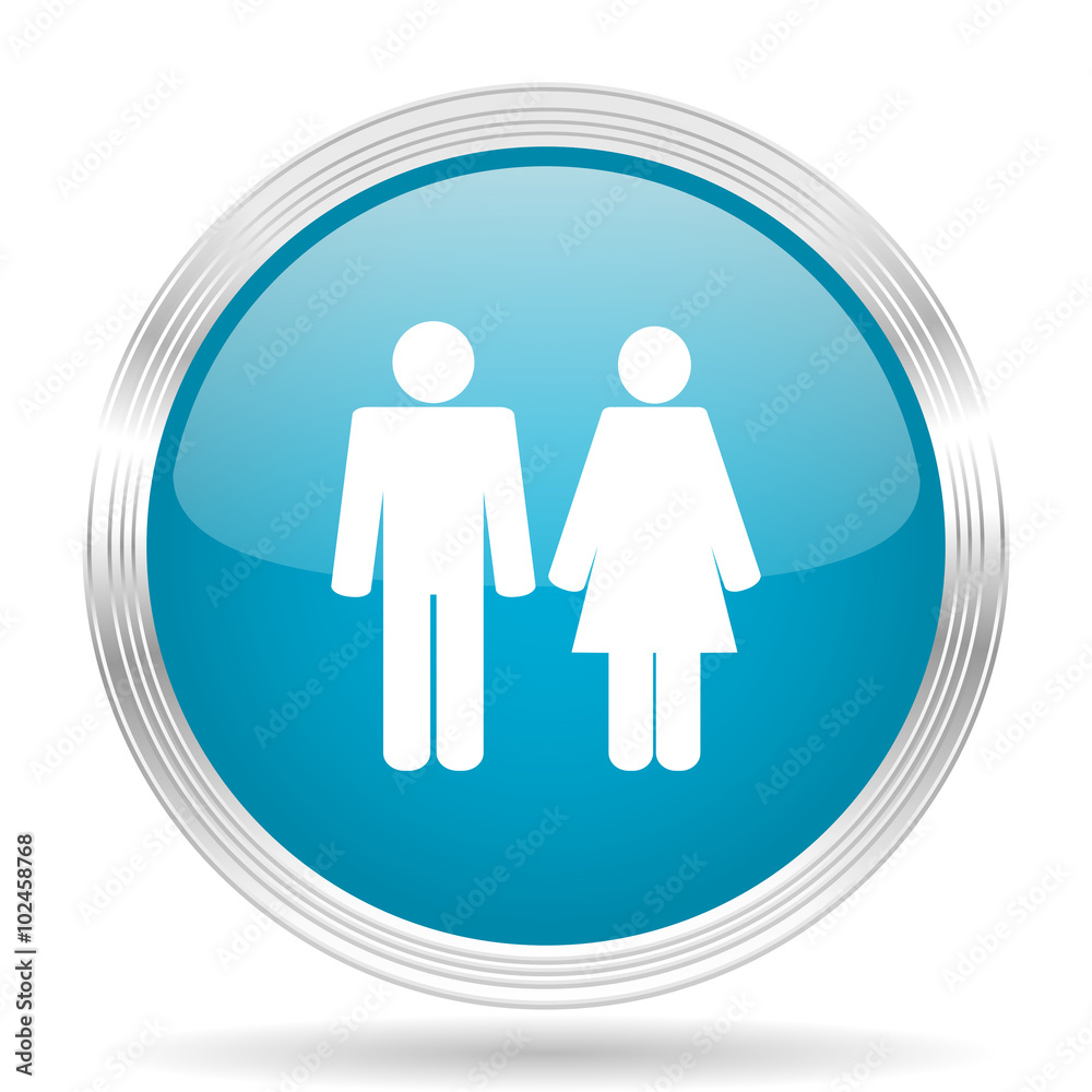 couple blue glossy metallic circle modern web icon on white background
