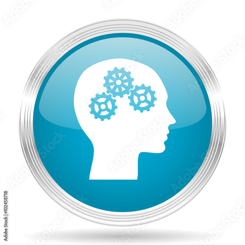 Wallpaper Mural head blue glossy metallic circle modern web icon on white background Torontodigital.ca