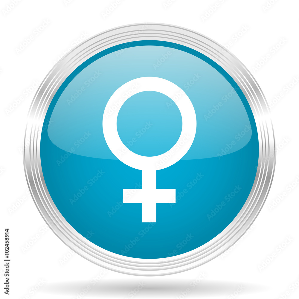 female blue glossy metallic circle modern web icon on white background female blue glossy metallic circle modern web icon on white background