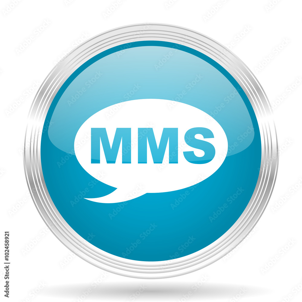 mms blue glossy metallic circle modern web icon on white background mms blue glossy metallic circle modern web icon on white background