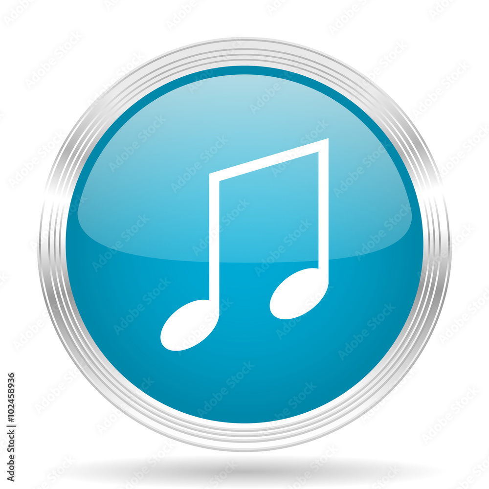 music blue glossy metallic circle modern web icon on white background music blue glossy metallic circle modern web icon on white background