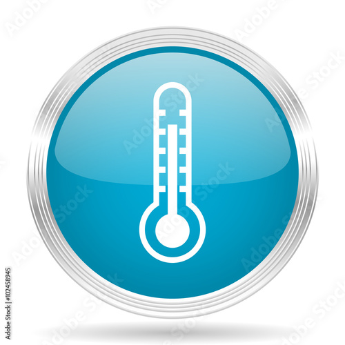 thermometer blue glossy metallic circle modern web icon on white background