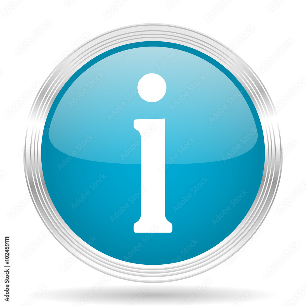 information blue glossy metallic circle modern web icon on white background information blue glossy metallic circle modern web icon on white background