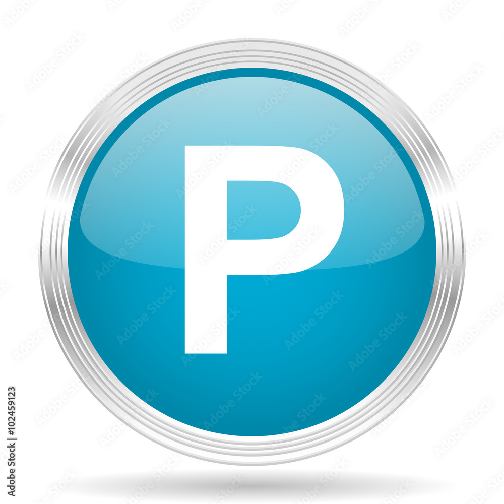 parking blue glossy metallic circle modern web icon on white background parking blue glossy metallic circle modern web icon on white background