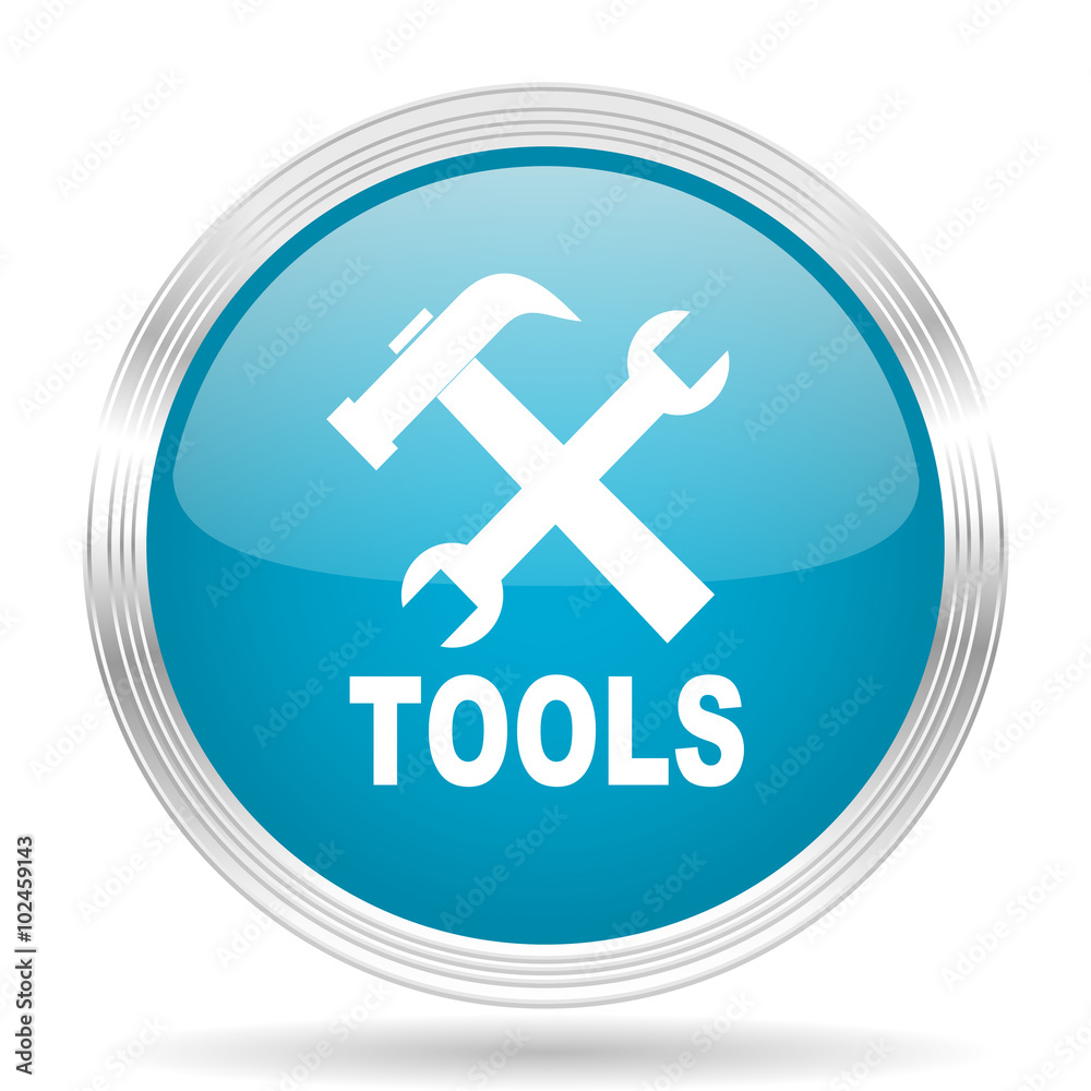 tools blue glossy metallic circle modern web icon on white background tools blue glossy metallic circle modern web icon on white background