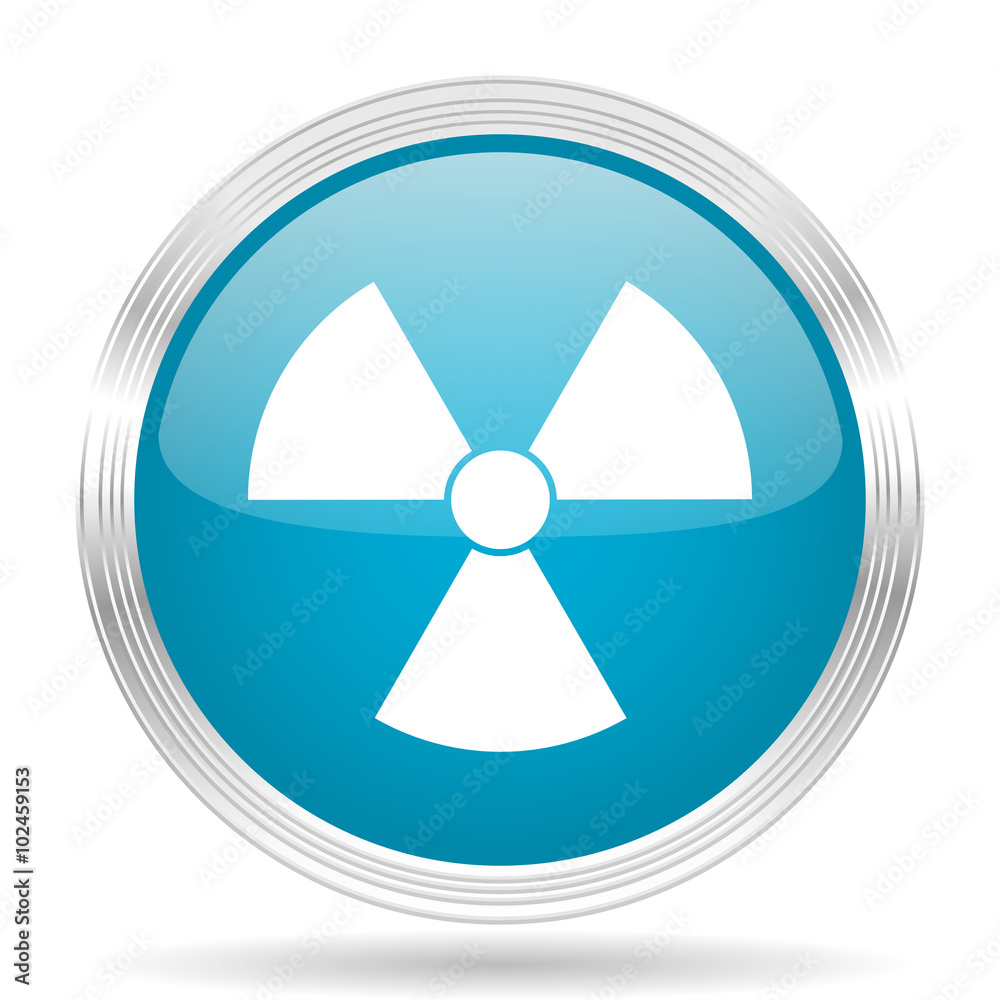 radiation blue glossy metallic circle modern web icon on white background radiation blue glossy metallic circle modern web icon on white background