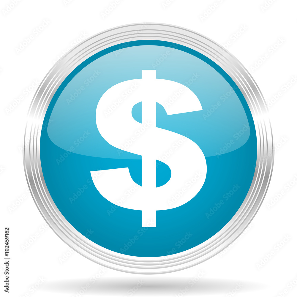 dollar blue glossy metallic circle modern web icon on white background dollar blue glossy metallic circle modern web icon on white background