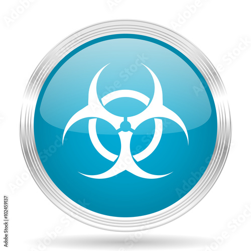 biohazard blue glossy metallic circle modern web icon on white background