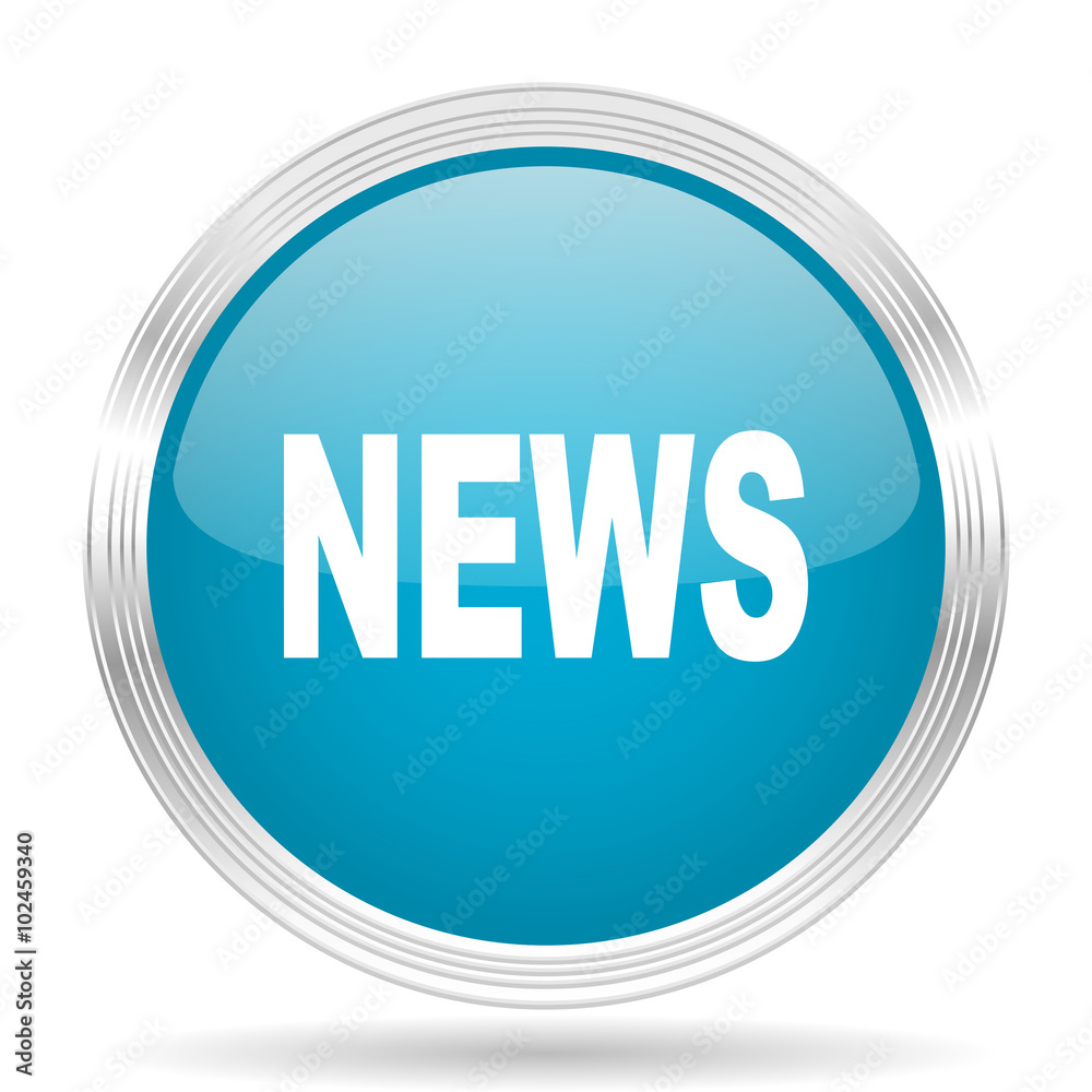 news blue glossy metallic circle modern web icon on white background news blue glossy metallic circle modern web icon on white background