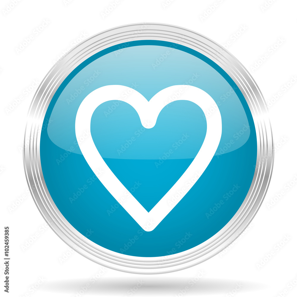 heart blue glossy metallic circle modern web icon on white background heart blue glossy metallic circle modern web icon on white background