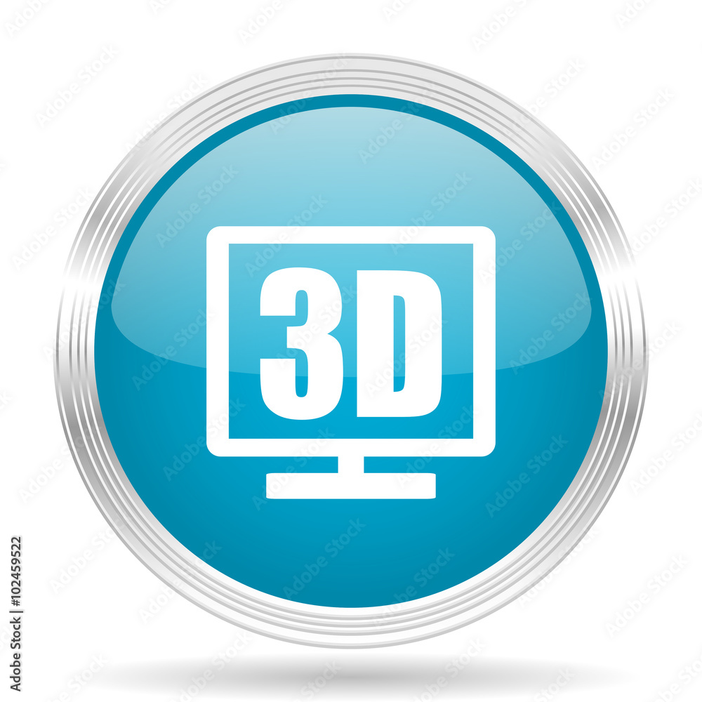 3d display blue glossy metallic circle modern web icon on white background 3d display blue glossy metallic circle modern web icon on white background