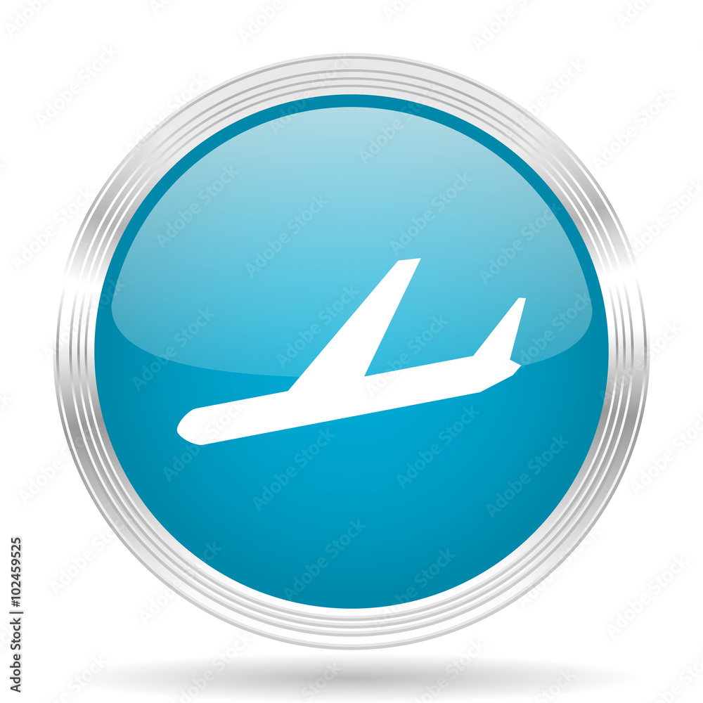 arrivals blue glossy metallic circle modern web icon on white background