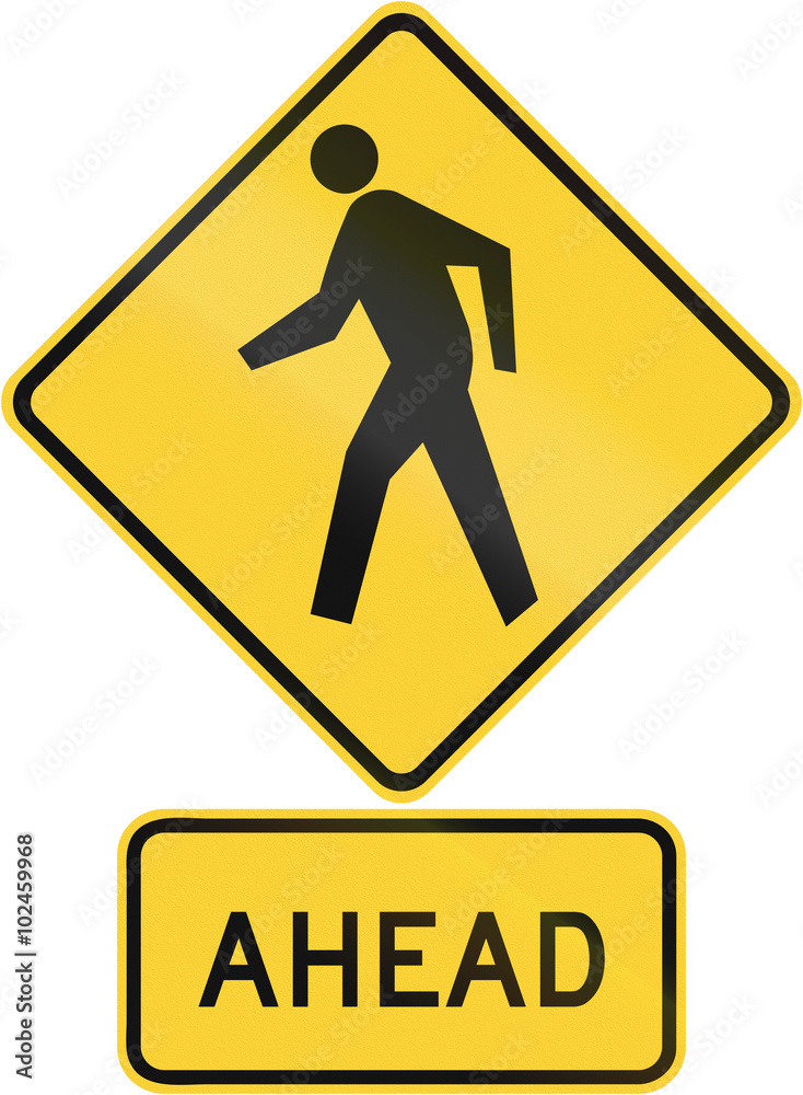 United States MUTCD road warning sign assembly United States MUTCD road warning sign assembly