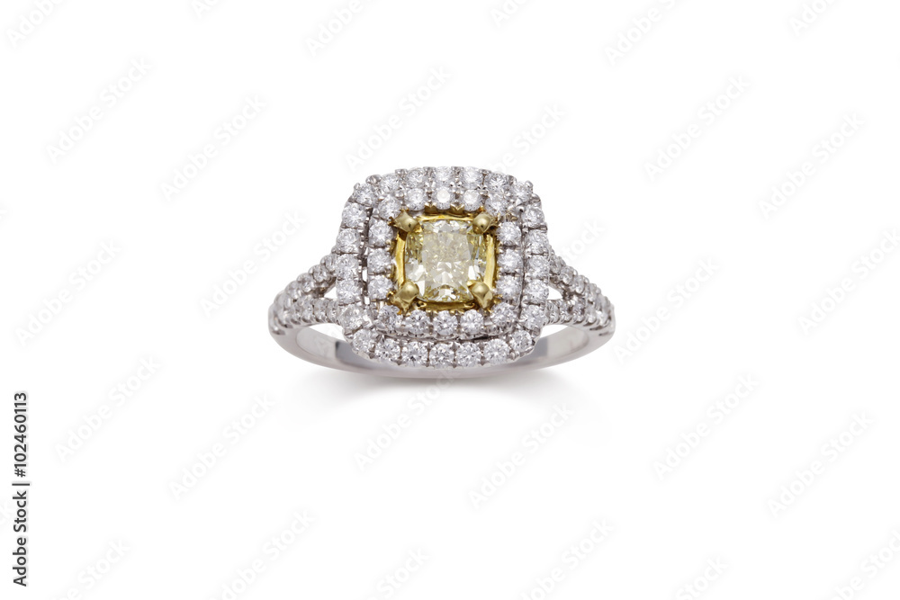 Gorgeous Cushion Cut Yellow Diamond Ring with Double Row Halo Diamonds Gorgeous Cushion Cut Yellow Diamond Ring with Double Row Halo Diamonds