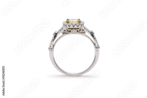 Gorgeous Yellow Cushion Cut Diamond Ring with Halo Diamonds
