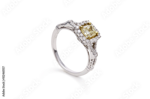 Gorgeous Yellow Cushion Cut Diamond Ring with Halo Diamonds