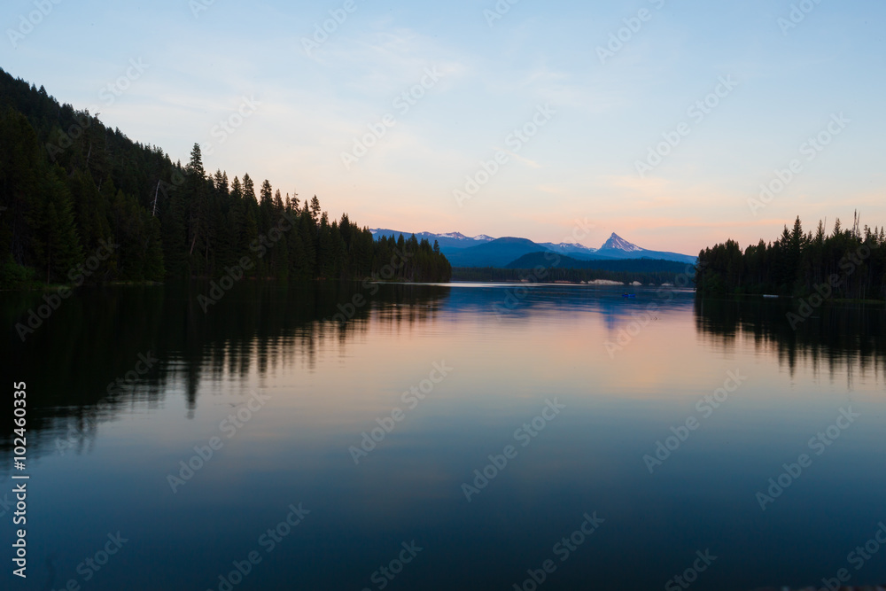 Lemolo Reservoir at Sunset in Oregon Lemolo Reservoir at Sunset in Oregon