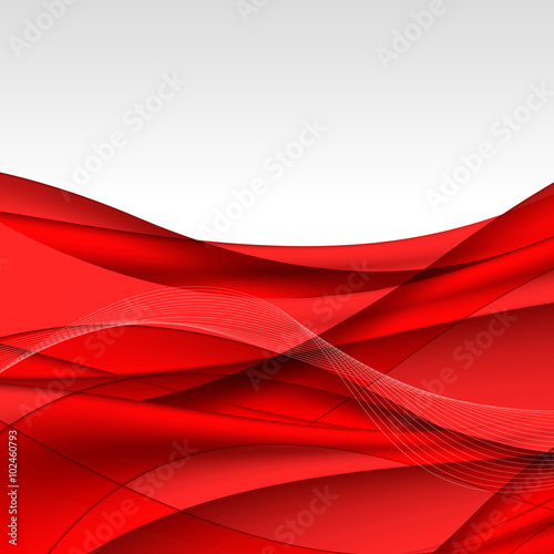 Abstract red waves - data stream concept. Vector illustration