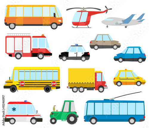 set of cartoon transport