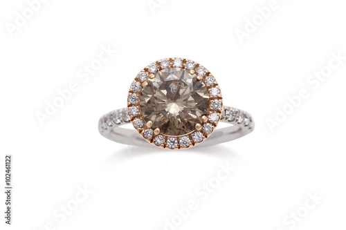 Gorgeous Chocolate Diamond Ring with White Diamond Halo in Rose Gold