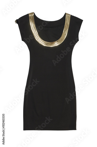 black dress with gold neckline