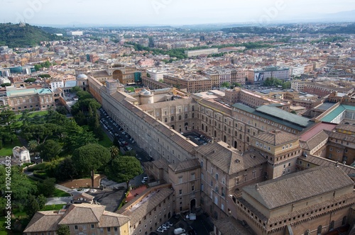 Vatican museums from cupola of St.Peter's Basilic (Basilica Di San Pietro) , Roma, Italy