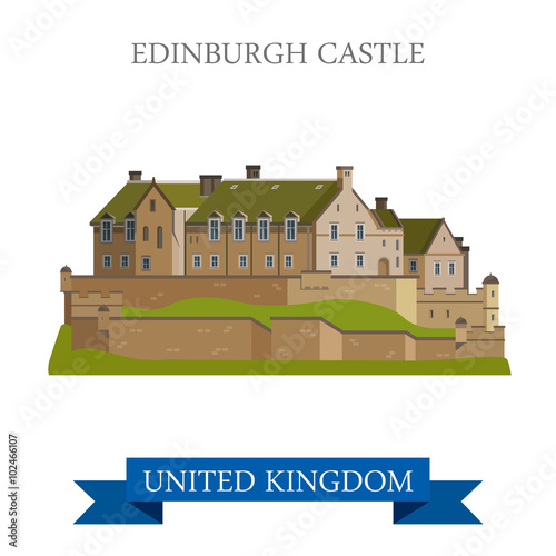 Edinburgh Castle Scotland United Kingdom flat vector attraction