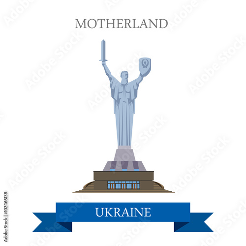 Motherland Monument Kyiv Kiev Ukraine flat vector attraction